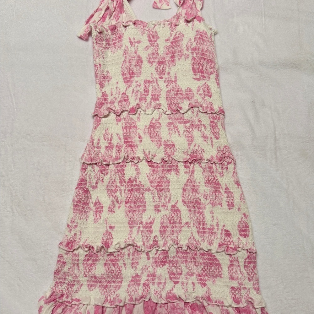Buddy Love size Small Pink and White Smocked Tiered Sundress